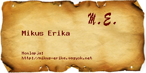 Mikus Erika névjegykártya